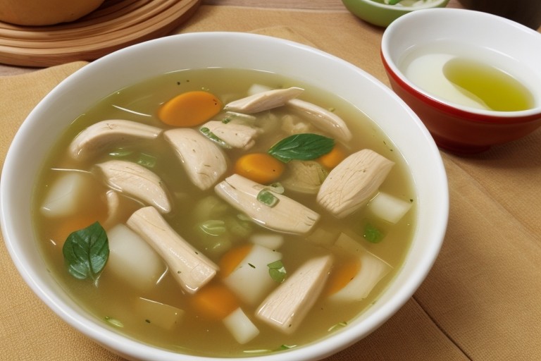 Куриный суп с зеленым чаем
