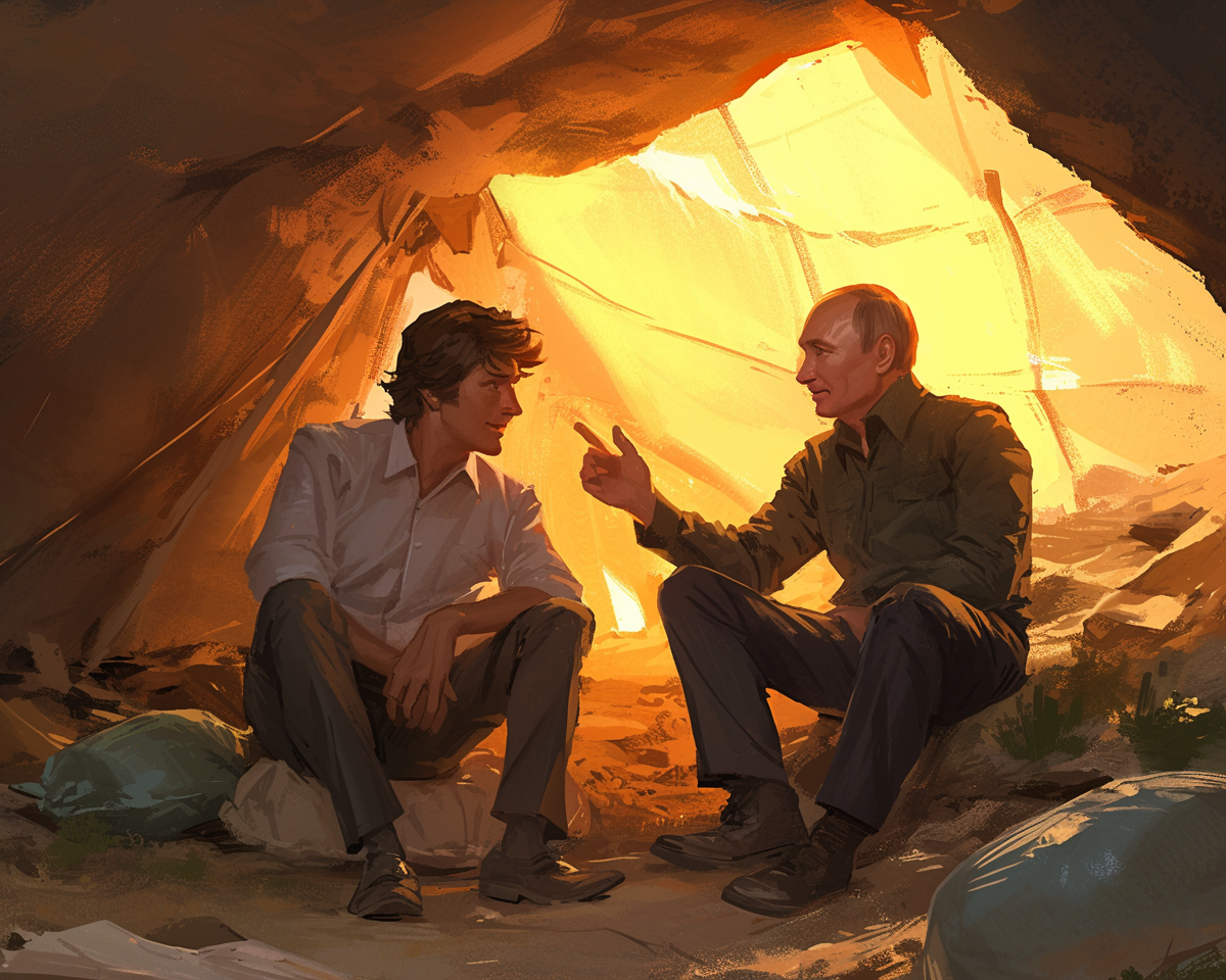 Путин дает интервью в пещере