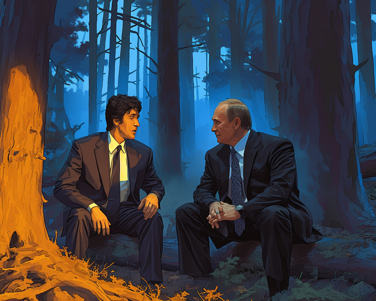 Путин дает интервью в лесу