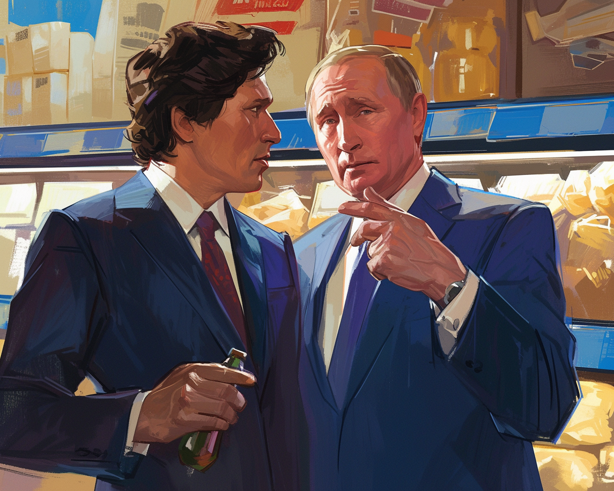 Путин дает интервью в магазине