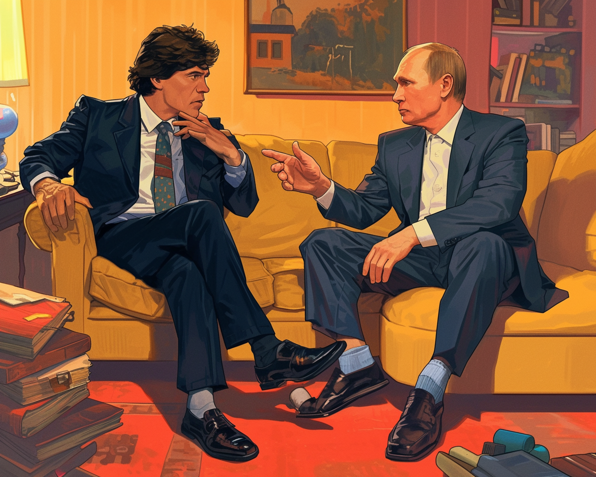 Путин дает интервью дома на диване