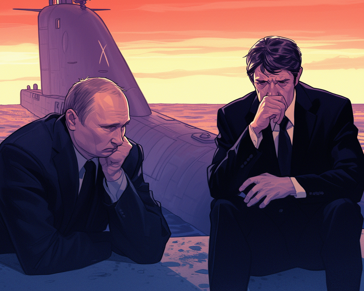 Путин дает интервью у подводной лодки