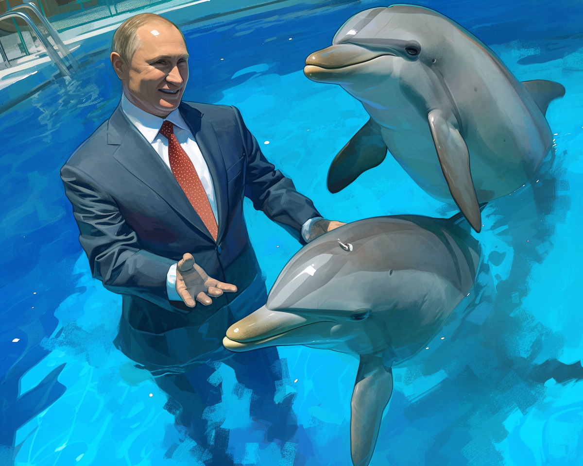 Путин дает интервью дельфинам