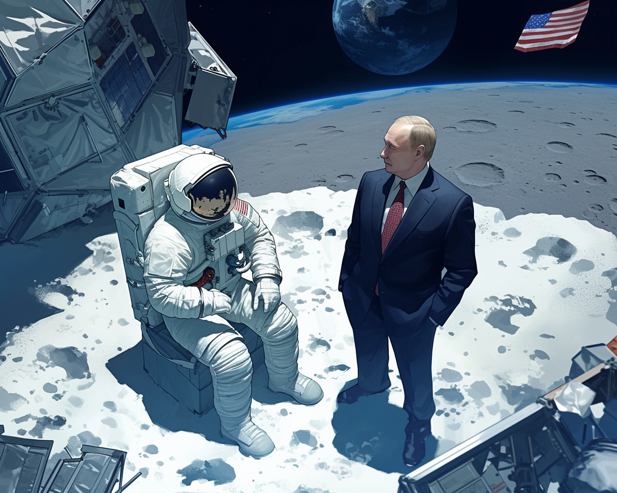 Путин дает интервью на луне